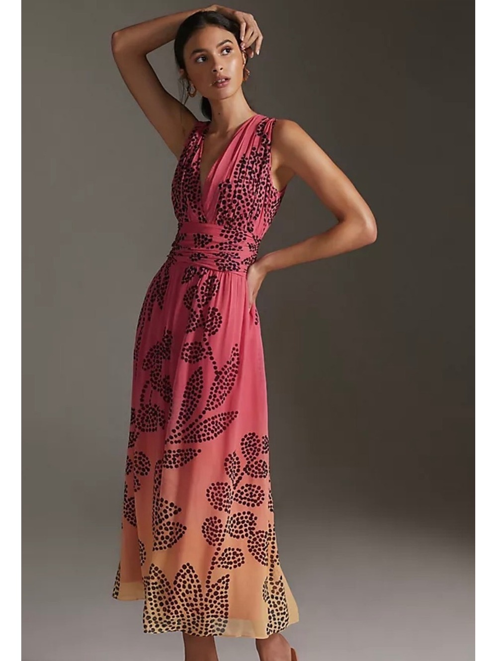 Anthropologie Verb By Pallavi Singhee V-Neck Ombre Maxi Dress Size XS Pink